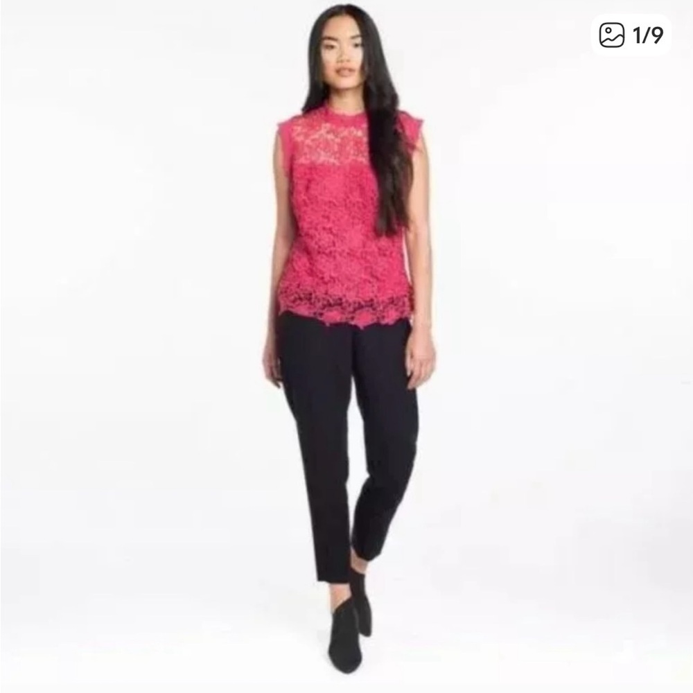 Nanette Lepore Dark Pink Lace Top. Size large.‎